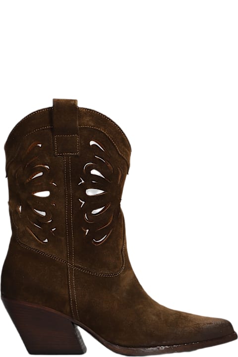 Elena Iachi Shoes for Women Elena Iachi Texan Ankle Boots In Leather Color Suede