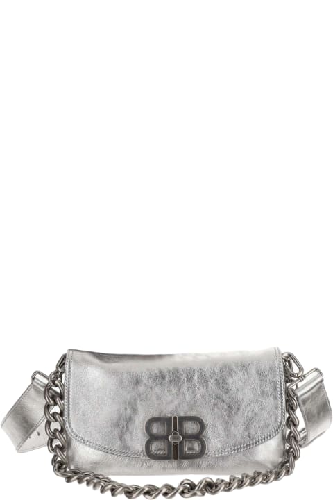 ウィメンズ Balenciagaのバッグ Balenciaga Flap Bag Bb Soft Small Metallic Silver
