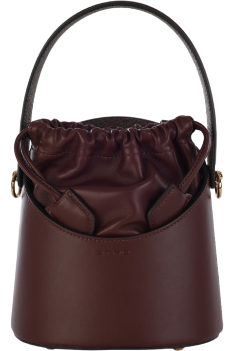 ウィメンズ新着アイテム Etro Bordeaux Leather Saturno Mini Bucket Bag