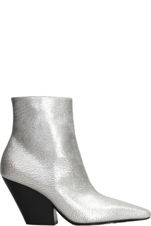 Casadei Boots for Women Casadei Anastasia High Heels Ankle Boots In Silver Leather