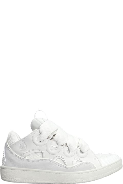 Lanvin for Men Lanvin Curb Sneakers In White Suede And Leather