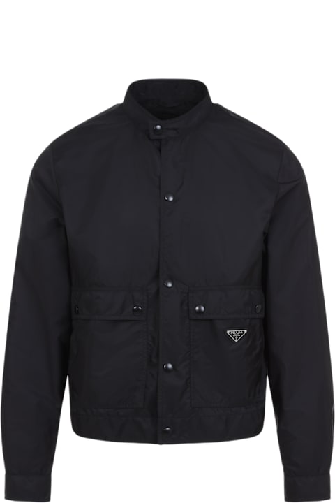 Prada Coats & Jackets for Men Prada Logo Plaque Long Sleeved Jacket