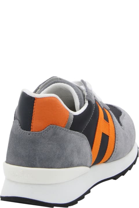Shoes for Boys Hogan Grey-orange Leather Sneakers