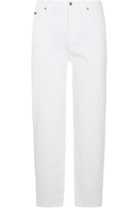 Dolce & Gabbana Pants & Shorts for Women Dolce & Gabbana White Cotton Blend Jeans