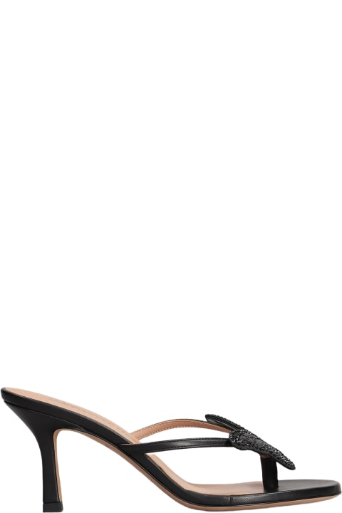 Blumarine Sandals for Women Blumarine Butterfly Slipper-mule In Black Leather