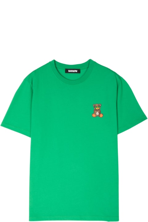 Barrow for Men Barrow Jersey T-shirt Unisex Emerald Green T-shirt With Chest Teddy Bear Print