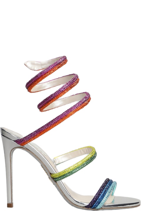 Shoes Sale for Women René Caovilla Rainbow Sandals In Silver Leather