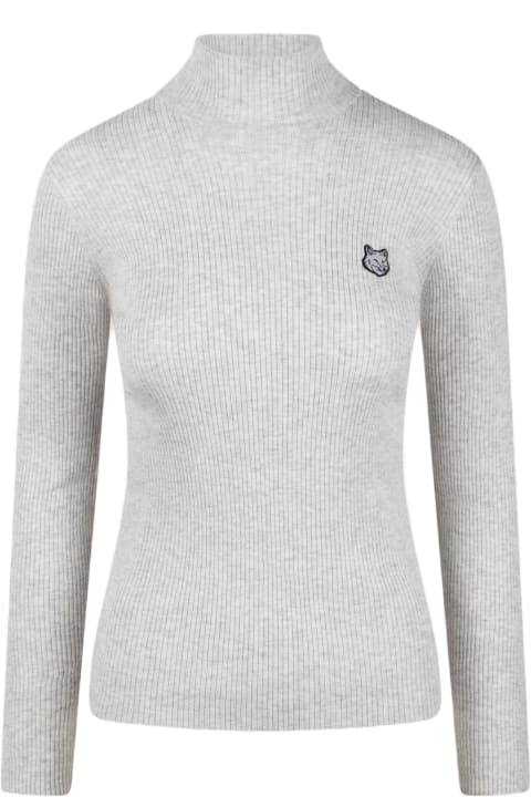 Sweaters for Women Maison Kitsuné Bold Fox Head Patch Fine Ribbed Turtleneck