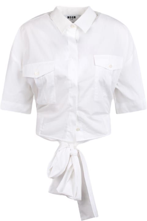 ウィメンズ新着アイテム MSGM Msgm Short Sleeve Crop Shirt With Bow