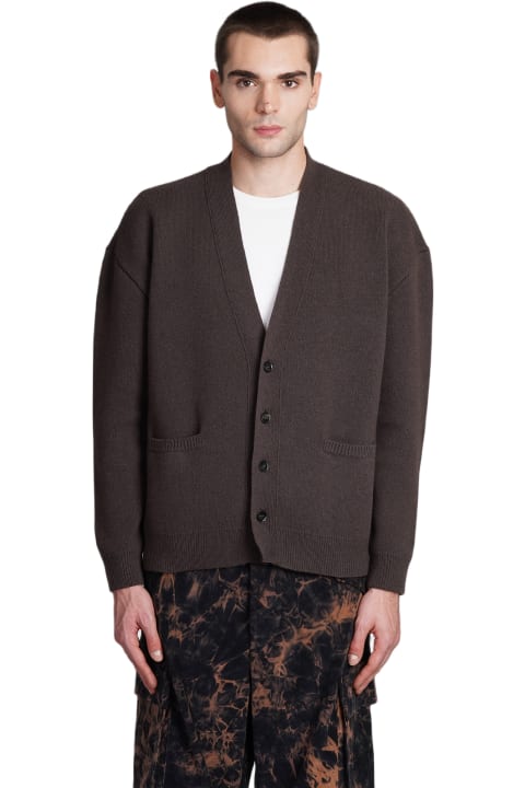 Laneus Sweaters for Men Laneus Cardigan In Brown Wool