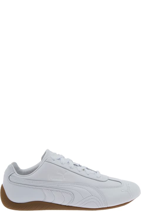 Puma for Kids Puma 'speedcat' White Low Top Sneakers With Embossed Logo On The Tongue And Contrasting Sole In Leather Unisex