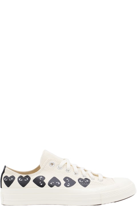メンズ Comme des Garçons Playのスニーカー Comme des Garçons Play White Cotton Sneakers