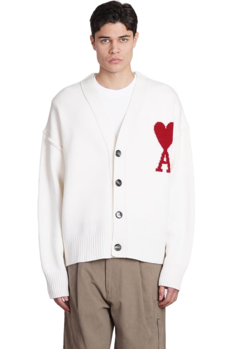 Clothing for Men Ami Alexandre Mattiussi Cardigan In Beige Wool