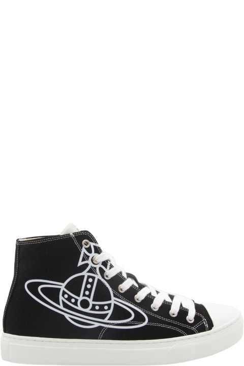 メンズ Vivienne Westwoodのスニーカー Vivienne Westwood Black And White Canvas Plimsoll Sneakers