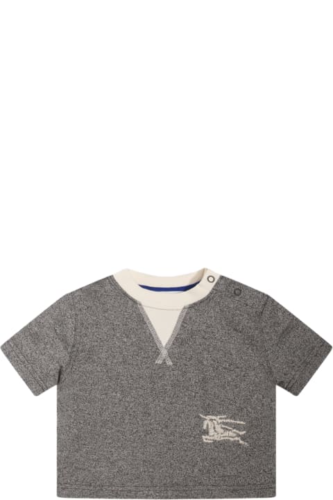 Burberry Topwear for Baby Boys Burberry Grey And White Cotton T-shirt
