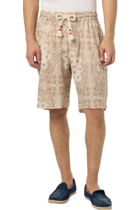 Homeware MC2 Saint Barth Man Linen Bermuda Marseille With Bandanna Print