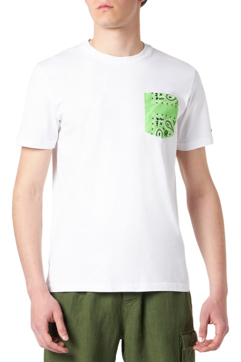 MC2 Saint Barth for Men MC2 Saint Barth Man Cotton T-shirt With Green Bandanna Pocket