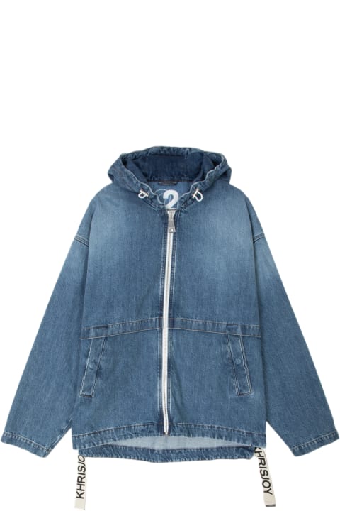 Khrisjoy Coats & Jackets for Men Khrisjoy Windbreaker Denim Light blue denim hooded jacket - Windbreaker Denim