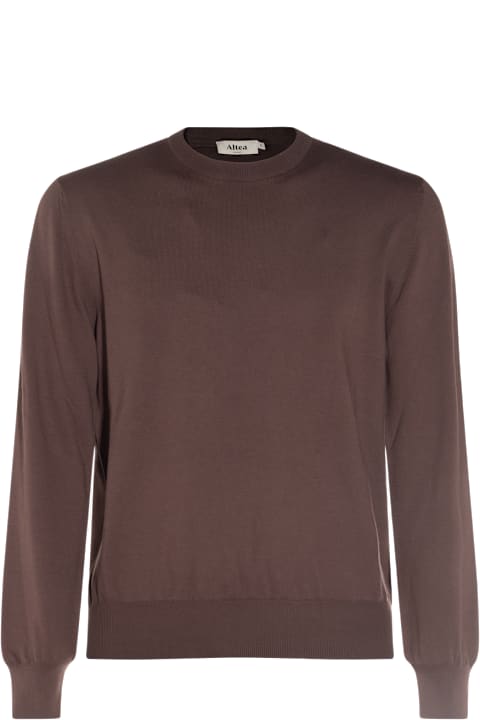 Altea الملابس لـ القسم الرجالي Altea Brown Cotton Knitwear