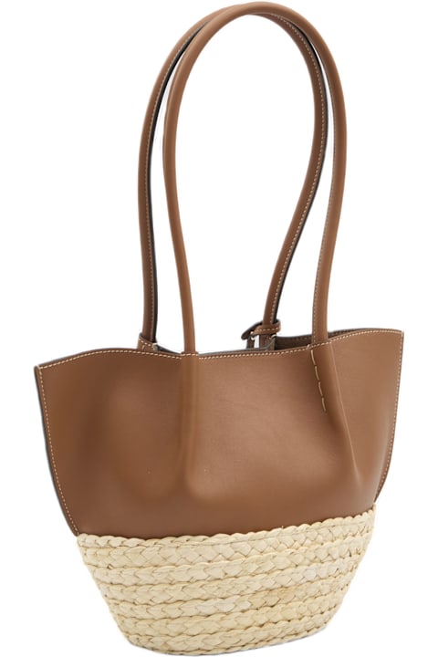 トートバッグ Tod'S Two-Tone Leather And Raffia Small Shopping Bag Woman MULTICOLOUR T Timeless Shopping Bag in Raffia and