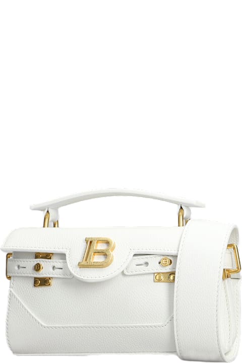 حقائب الكتف لـ السيدات Balmain B Buzz 19 Shoulder Bag In White Leather