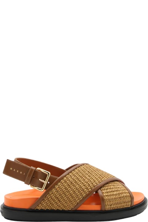 ウィメンズ サンダル Marni Brown Cotton Fussbeet Sandals