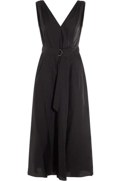 Brunello Cucinelli Dresses for Women Brunello Cucinelli Dark Blue Cotton Midi Dress