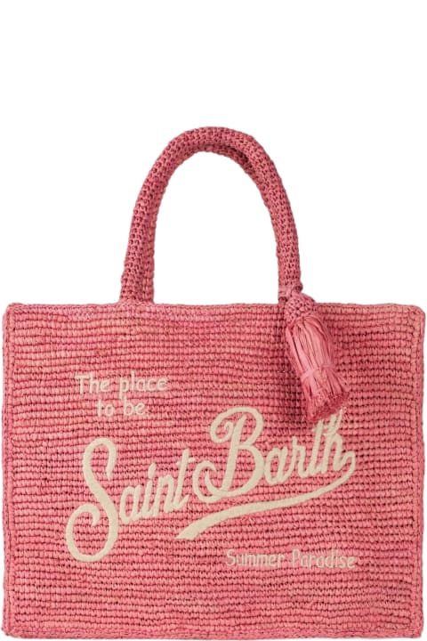 Homeware MC2 Saint Barth Pink Colette Raffia Handbag With Embroidery
