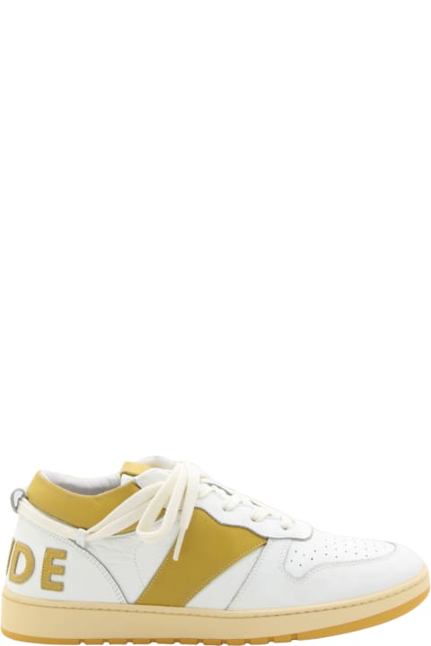 Rhude Sneakers for Men Rhude White And Mustard Leather Sneakers