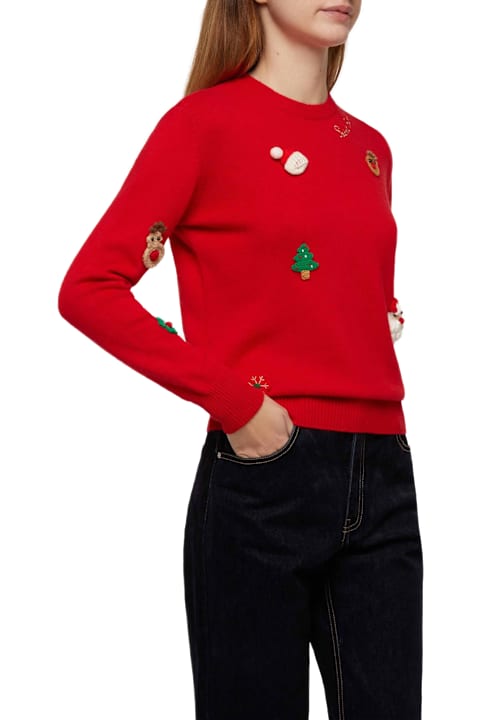 Homeware MC2 Saint Barth Woman Brushed Sweater With Christmas Patches Appliquèe
