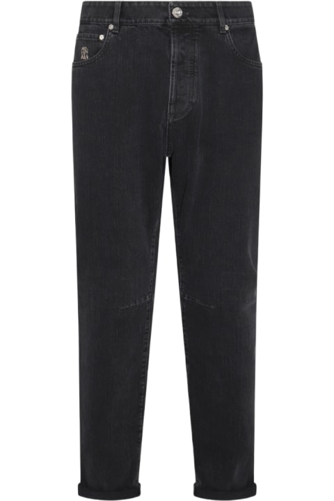 Italian Style for Men Brunello Cucinelli Black Cotton Jeans
