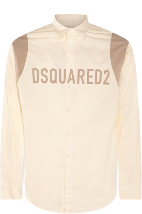 Dsquared2 Sale for Men Dsquared2 Cream And Beige Cotton Blend Shirt