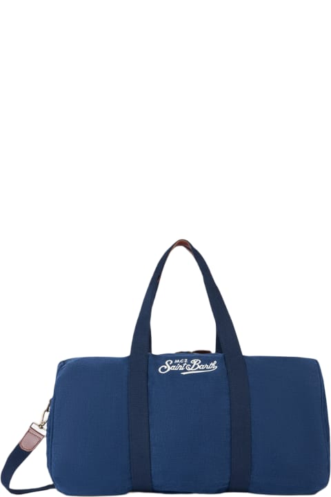Homeware MC2 Saint Barth Blue Linen Travel Duffle Bag Jetleg