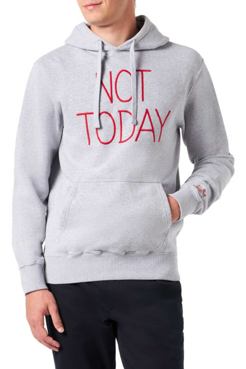 Homeware MC2 Saint Barth Man Grey Hoodie With Not Today Embroidery