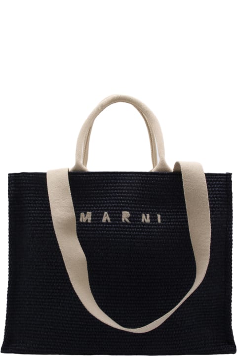 Marni for Women Marni Blue Raffia Tote Bag