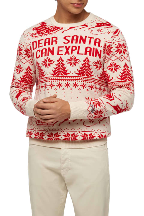 أدوات منزلية MC2 Saint Barth Red Sweater Heron With Fair Isle And Dear Santa Jacquard