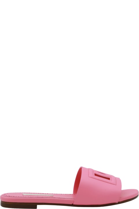 ガールズ シューズ Dolce & Gabbana Pink Leather Dg Logo Flats