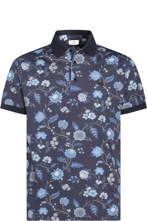 Etro Topwear for Men Etro Blue Cotton Polo Shirt