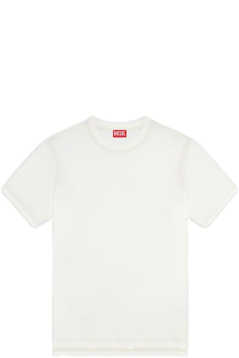 Diesel for Men Diesel T-must-slits-n2 White cotton t-shirt with tonal print - T Must Slits N2