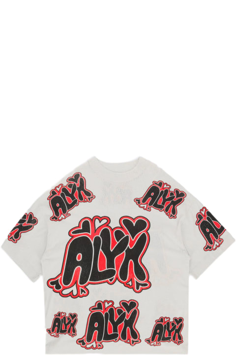 1017 ALYX 9SM for Women 1017 ALYX 9SM Oversize Needle Punch Graphic Tee Off White Distressed Jersey T-shirt With Logo Pattern - Oversize Needle Punch Graphic Tee