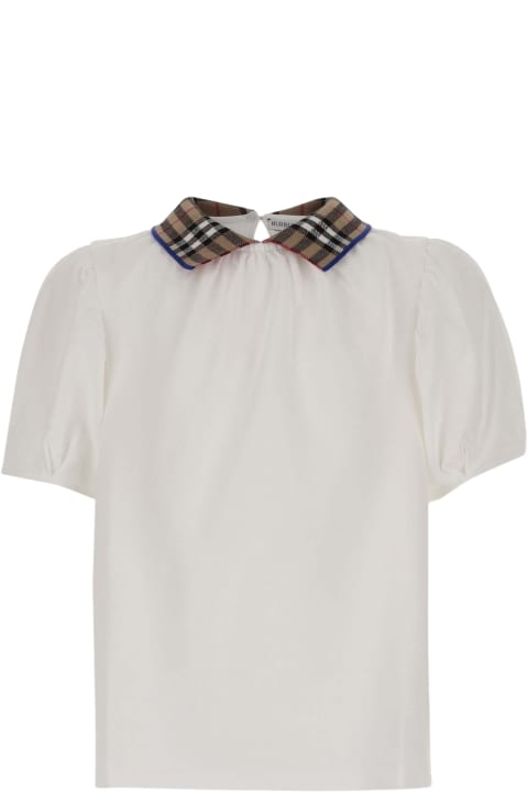 Sale for Girls Burberry Cotton Polo Shirt With Check Pattern