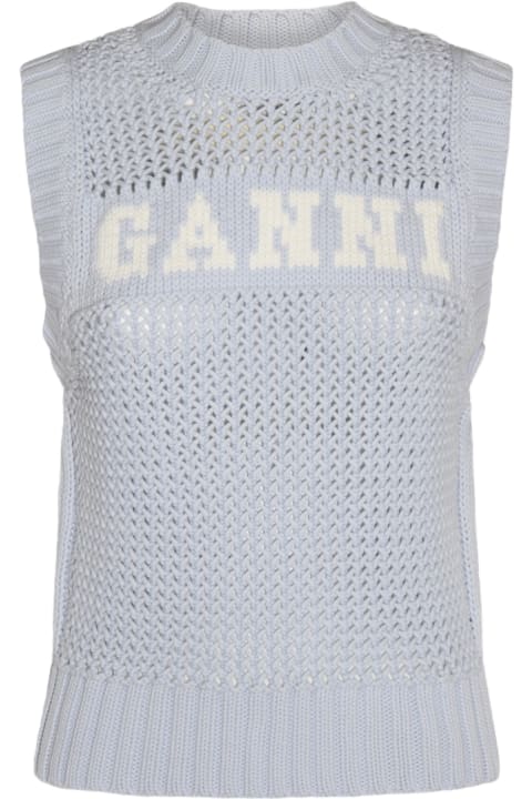 Ganni Coats & Jackets for Women Ganni Sky Blue Cotton Knitwear
