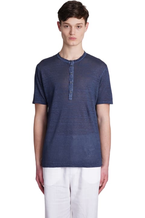 120% Lino Topwear for Men 120% Lino T-shirt In Blue Linen