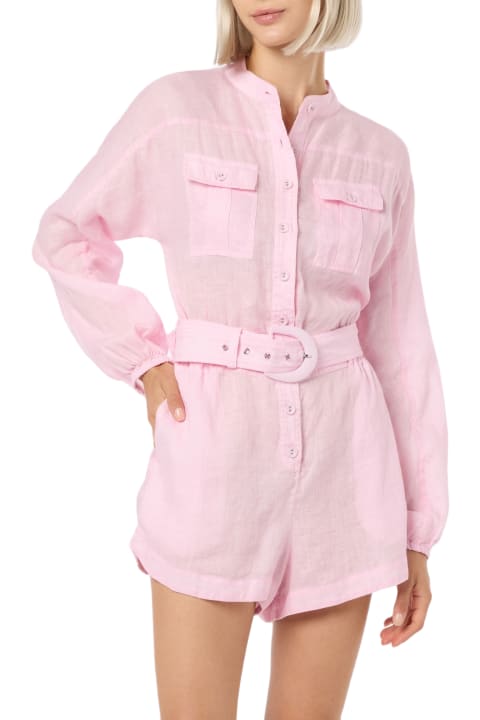 Homeware MC2 Saint Barth Woman Pink Linen Playsuit Hanniel
