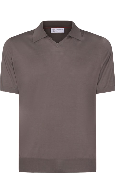 Homeware Brunello Cucinelli Brown Cotton Polo Shirt