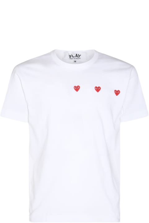 Comme des Garçons Play Topwear for Men Comme des Garçons Play White And Red Cotton Play T-shirt