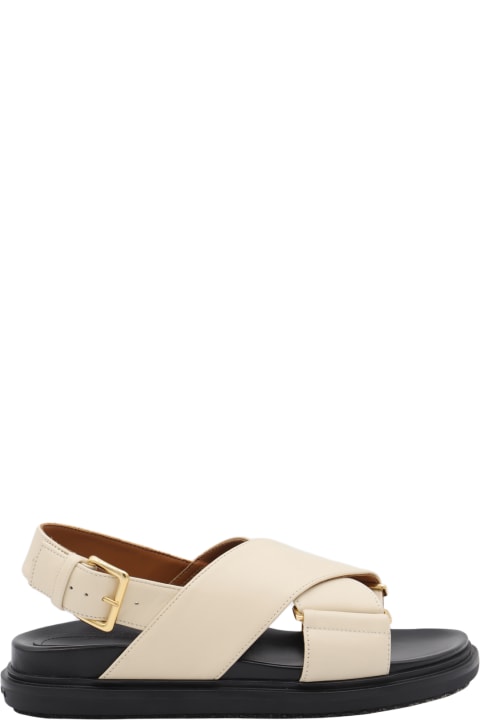 Sandals for Women Marni Silk White Leather Fussbett Sandals