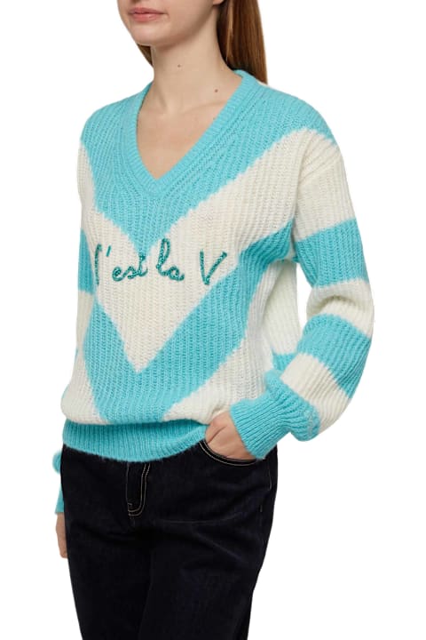 Homeware MC2 Saint Barth Woman Cropped Sweater With Argyle Pattern