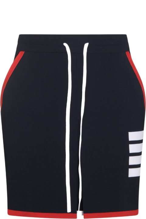 Thom Browne for Women Thom Browne Navy Viscose Blend 4-bar Mini Skirt
