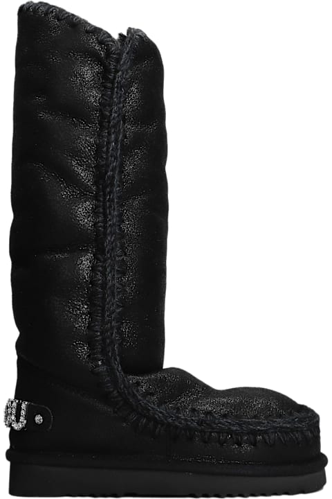 Mou for Kids Mou Eskimo 40 Low Heels Boots In Black Leather